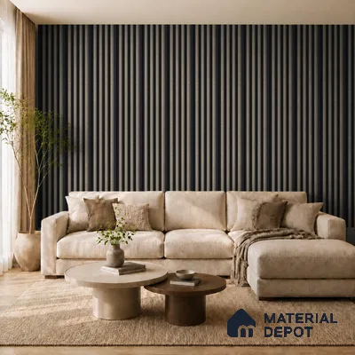 Oak Noir 10 ft x 0.7 ft (3060x215 mm) Dome Dual Black Design Interior & Exterior Wall & Ceiling Panel - 20 mm | Suitable for Balcony, Facade & Open Area | Width is Subjected to 5% Variation
