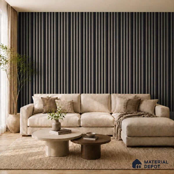 Oak Noir 10 ft x 0.7 ft (3060x215 mm) Dome Dual Black Design Interior & Exterior Wall & Ceiling Panel - 20 mm | Suitable for Balcony, Facade & Open Area | Width is Subjected to 5% Variation