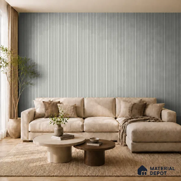 White Mist 10 ft x 0.89 ft (3060x270 mm) Stripes Design Interior & Exterior Wall & Ceiling Panel - 20 mm | Suitable for Balcony, Facade & Open Area | Width is Subjected to 5% Variation
