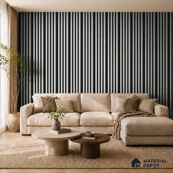 White Mist 10 ft x 0.7 ft (3060x215 mm) Dome Dual Black Design Interior & Exterior Wall & Ceiling Panel - 20 mm | Suitable for Balcony, Facade & Open Area | Width is Subjected to 5% Variation