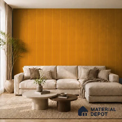 Gold Maple 10 ft x 0.85 ft (3060x260 mm) Prism Design Interior & Exterior Wall & Ceiling Panel - 21 mm | Suitable for Balcony, Facade & Open Area | Width is Subjected to 5% Variation