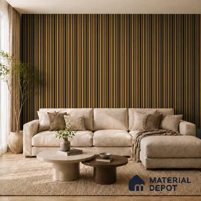 Gold Maple 10 ft x 0.89 ft (3060x270 mm) Stripes Dual Tone Design Interior & Exterior Wall & Ceiling Panel - 20 mm | Suitable for Balcony, Facade & Open Area | Width is Subjected to 5% Variation