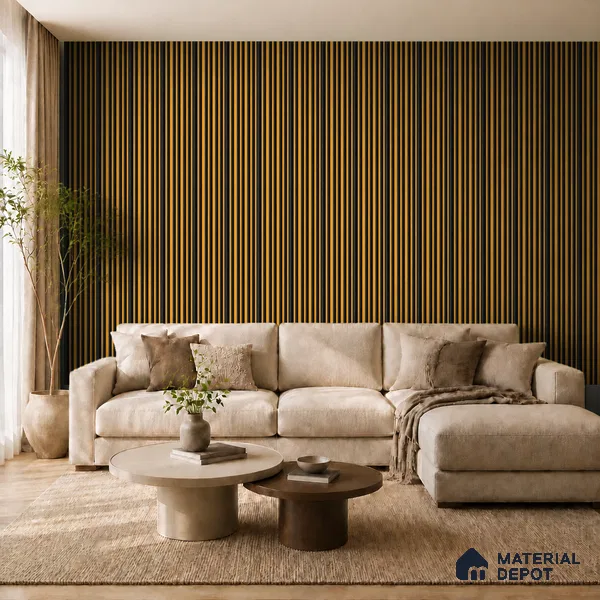 Gold Maple 10 ft x 0.89 ft (3060x270 mm) Stripes Dual Tone Design Interior & Exterior Wall & Ceiling Panel - 20 mm | Suitable for Balcony, Facade & Open Area | Width is Subjected to 5% Variation