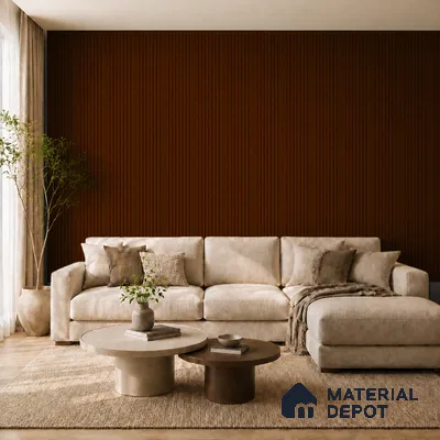 English Nut 10 ft x 0.89 ft (3060x270 mm) Unic Design Interior & Exterior Wall & Ceiling Panel - 15 mm | Suitable for Balcony, Facade & Open Area | Width is Subjected to 5% Variation