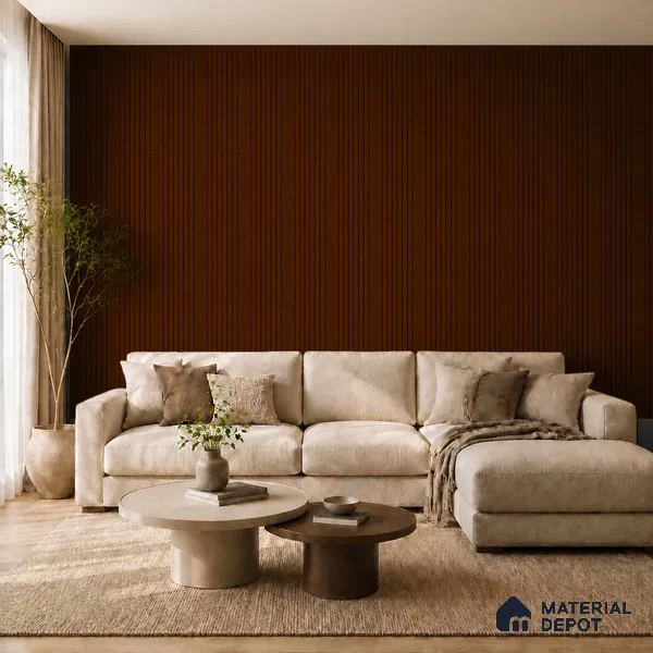 English Nut 10 ft x 0.89 ft (3060x270 mm) Unic Design Interior & Exterior Wall & Ceiling Panel - 15 mm | Suitable for Balcony, Facade & Open Area | Width is Subjected to 5% Variation
