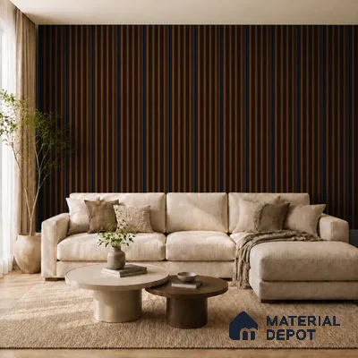 English Nut 10 ft x 0.7 ft (3060x215 mm) Dome Dual Black Design Interior & Exterior Wall & Ceiling Panel - 20 mm | Suitable for Balcony, Facade & Open Area | Width is Subjected to 5% Variation