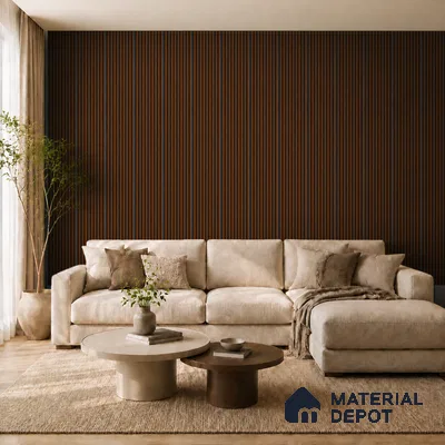 English Nut 10 ft x 0.85 ft (3060x260 mm) Prism Dual Tone Design Interior & Exterior Wall & Ceiling Panel - 21 mm | Suitable for Balcony, Facade & Open Area | Width is Subjected to 5% Variation