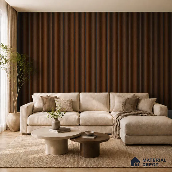 English Nut 10 ft x 0.85 ft (3060x260 mm) Prism Dual Tone Design Interior & Exterior Wall & Ceiling Panel - 21 mm | Suitable for Balcony, Facade & Open Area | Width is Subjected to 5% Variation