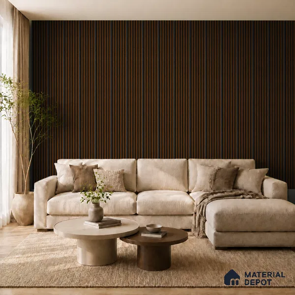 English Nut 10 ft x 0.89 ft (3060x270 mm) Stripes Dual Tone Design Interior & Exterior Wall & Ceiling Panel - 20 mm | Suitable for Balcony, Facade & Open Area | Width is Subjected to 5% Variation
