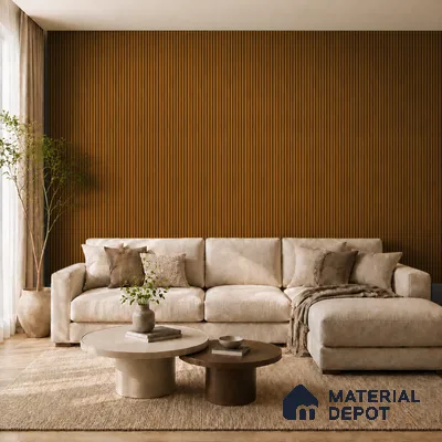 Oak Wood Ocre 10 ft x 0.85 ft (3060x260 mm) Prism Design Interior & Exterior Wall & Ceiling Panel - 21 mm | Suitable for Balcony, Facade & Open Area | Width is Subjected to 5% Variation