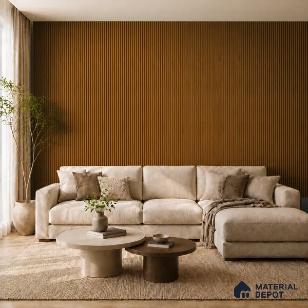 Oak Wood Ocre 10 ft x 0.85 ft (3060x260 mm) Prism Design Interior & Exterior Wall & Ceiling Panel - 21 mm | Suitable for Balcony, Facade & Open Area | Width is Subjected to 5% Variation