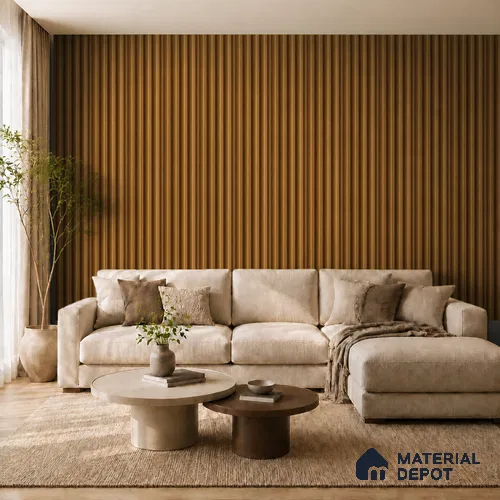 Oak Wood Ocre 10 ft x 0.7 ft (3060x215 mm) Dome Design Interior & Exterior Wall & Ceiling Panel - 20 mm | Suitable for Balcony, Facade & Open Area | Width is Subjected to 5% Variation