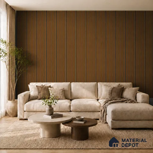 Oak Wood Ocre 10 ft x 0.85 ft (3060x260 mm) Prism Dual Tone Design Interior & Exterior Wall & Ceiling Panel - 21 mm | Suitable for Balcony, Facade & Open Area | Width is Subjected to 5% Variation