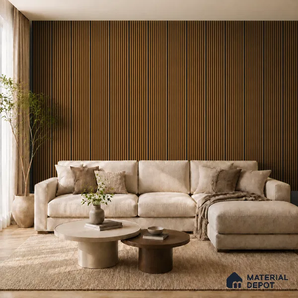 Oak Wood Ocre 10 ft x 0.85 ft (3060x260 mm) Prism Dual Tone Design Interior & Exterior Wall & Ceiling Panel - 21 mm | Suitable for Balcony, Facade & Open Area | Width is Subjected to 5% Variation