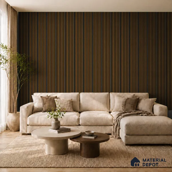 Oak Wood Ocre 10 ft x 0.89 ft (3060x270 mm) Stripes Dual Tone Design Interior & Exterior Wall & Ceiling Panel - 20 mm | Suitable for Balcony, Facade & Open Area | Width is Subjected to 5% Variation