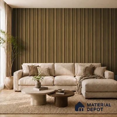 Spiced Walnut 10 ft x 0.89 ft (3060x270 mm) Wave Design Interior & Exterior Wall & Ceiling Panel - 16 mm | Suitable for Balcony, Facade & Open Area | Width is Subjected to 5% Variation