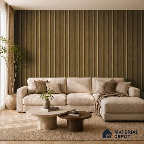 Spiced Walnut 10 ft x 0.89 ft (3060x270 mm) Wave Design Interior & Exterior Wall & Ceiling Panel - 16 mm | Suitable for Balcony, Facade & Open Area | Width is Subjected to 5% Variation