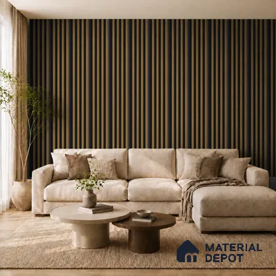 Spiced Walnut 10 ft x 0.7 ft (3060x215 mm) Dome Dual Black Design Interior & Exterior Wall & Ceiling Panel - 20 mm | Suitable for Balcony, Facade & Open Area | Width is Subjected to 5% Variation