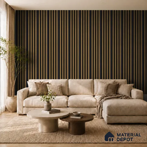 Spiced Walnut 10 ft x 0.7 ft (3060x215 mm) Dome Dual Black Design Interior & Exterior Wall & Ceiling Panel - 20 mm | Suitable for Balcony, Facade & Open Area | Width is Subjected to 5% Variation