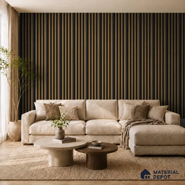 Spiced Walnut 10 ft x 0.7 ft (3060x215 mm) Dome Dual Black Design Interior & Exterior Wall & Ceiling Panel - 20 mm | Suitable for Balcony, Facade & Open Area | Width is Subjected to 5% Variation