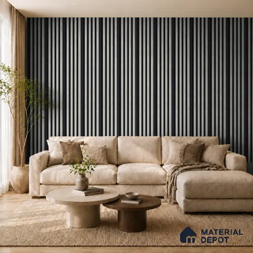 Armani Grey 10 ft x 0.7 ft (3060x215 mm) Dome Dual Black Design Interior & Exterior Wall & Ceiling Panel - 20 mm | Suitable for Balcony, Facade & Open Area | Width is Subjected to 5% Variation