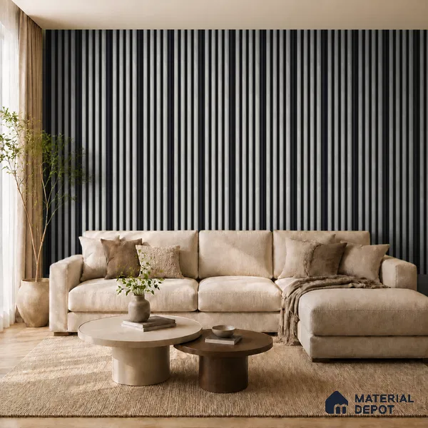 Armani Grey 10 ft x 0.7 ft (3060x215 mm) Dome Dual Black Design Interior & Exterior Wall & Ceiling Panel - 20 mm | Suitable for Balcony, Facade & Open Area | Width is Subjected to 5% Variation
