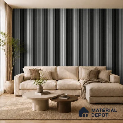 Armani Grey 10 ft x 0.89 ft (3060x270 mm) Stripes Dual Tone Design Interior & Exterior Wall & Ceiling Panel - 20 mm | Suitable for Balcony, Facade & Open Area | Width is Subjected to 5% Variation