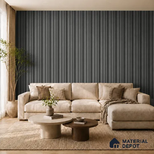 Armani Grey 10 ft x 0.89 ft (3060x270 mm) Stripes Dual Tone Design Interior & Exterior Wall & Ceiling Panel - 20 mm | Suitable for Balcony, Facade & Open Area | Width is Subjected to 5% Variation