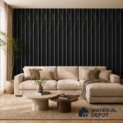 Portoro 10 ft x 0.89 ft (3060x270 mm) Wave Design Interior & Exterior Wall & Ceiling Panel - 16 mm | Suitable for Balcony, Facade & Open Area | Width is Subjected to 5% Variation