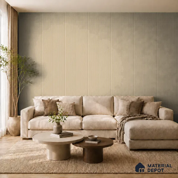 Linen Ivory 10 ft x 0.85 ft (3060x260 mm) Prism Design Interior & Exterior Wall & Ceiling Panel - 21 mm | Suitable for Balcony, Facade & Open Area | Width is Subjected to 5% Variation