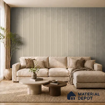 Linen Ivory 10 ft x 0.89 ft (3060x270 mm) Stripes Design Interior & Exterior Wall & Ceiling Panel - 20 mm | Suitable for Balcony, Facade & Open Area | Width is Subjected to 5% Variation
