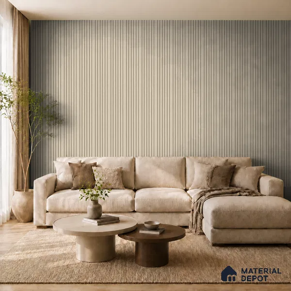 Linen Ivory 10 ft x 0.89 ft (3060x270 mm) Stripes Design Interior & Exterior Wall & Ceiling Panel - 20 mm | Suitable for Balcony, Facade & Open Area | Width is Subjected to 5% Variation