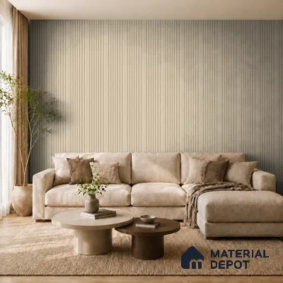 Linen Ivory 10 ft x 0.89 ft (3060x270 mm) Unic Design Interior & Exterior Wall & Ceiling Panel - 15 mm | Suitable for Balcony, Facade & Open Area | Width is Subjected to 5% Variation