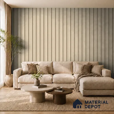 Linen Ivory 10 ft x 0.89 ft (3060x270 mm) Wave Design Interior & Exterior Wall & Ceiling Panel - 16 mm | Suitable for Balcony, Facade & Open Area | Width is Subjected to 5% Variation