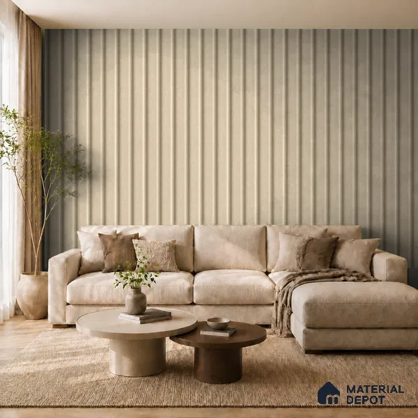 Linen Ivory 10 ft x 0.89 ft (3060x270 mm) Wave Design Interior & Exterior Wall & Ceiling Panel - 16 mm | Suitable for Balcony, Facade & Open Area | Width is Subjected to 5% Variation