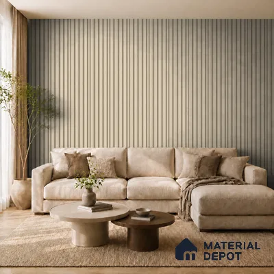 Linen Ivory 10 ft x 0.7 ft (3060x215 mm) Dome Design Interior & Exterior Wall & Ceiling Panel - 20 mm | Suitable for Balcony, Facade & Open Area | Width is Subjected to 5% Variation