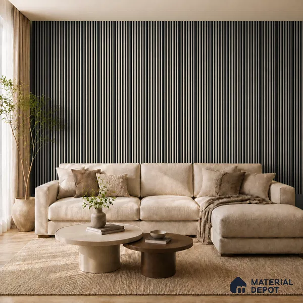 Linen Ivory 10 ft x 0.89 ft (3060x270 mm) Stripes Dual Tone Design Interior & Exterior Wall & Ceiling Panel - 20 mm | Suitable for Balcony, Facade & Open Area | Width is Subjected to 5% Variation
