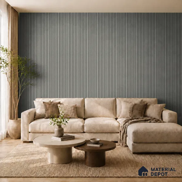 Linen Grey 10 ft x 0.89 ft (3060x270 mm) Stripes Design Interior & Exterior Wall & Ceiling Panel - 20 mm | Suitable for Balcony, Facade & Open Area | Width is Subjected to 5% Variation