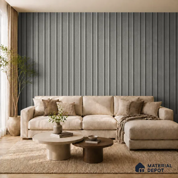 Linen Grey 10 ft x 0.89 ft (3060x270 mm) Wave Design Interior & Exterior Wall & Ceiling Panel - 16 mm | Suitable for Balcony, Facade & Open Area | Width is Subjected to 5% Variation
