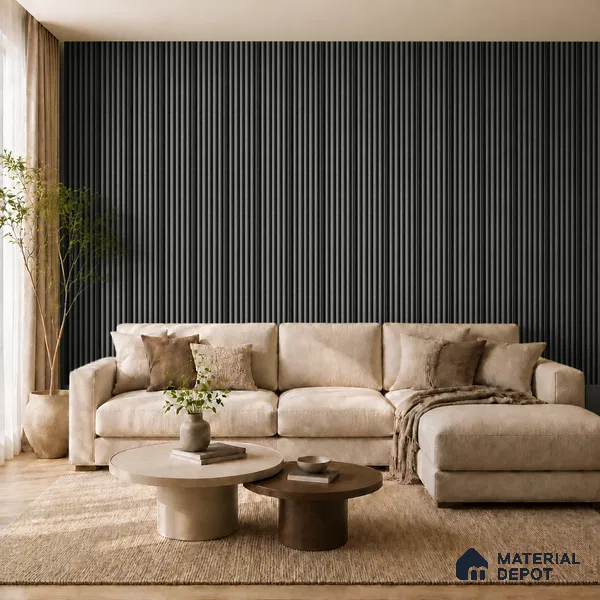 Linen Grey 10 ft x 0.89 ft (3060x270 mm) Stripes Dual Tone Design Interior & Exterior Wall & Ceiling Panel - 20 mm | Suitable for Balcony, Facade & Open Area | Width is Subjected to 5% Variation