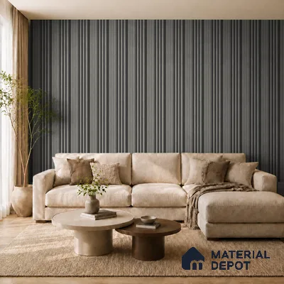 Linen Grey 10 ft x 0.89 ft (3060x270 mm) Unic Dual Tone Design Interior & Exterior Wall & Ceiling Panel - 15 mm | Suitable for Balcony, Facade & Open Area | Width is Subjected to 5% Variation