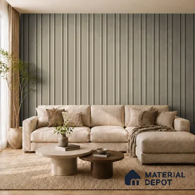 Mocha 10 ft x 0.89 ft (3060x270 mm) Wave Pastel Design Interior & Exterior Wall & Ceiling Panel - 16 mm | Suitable for Balcony, Facade & Open Area | Width is Subjected to 5% Variation