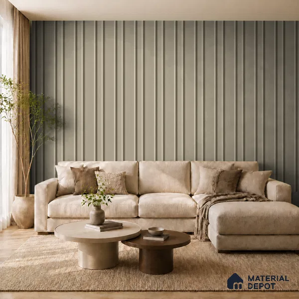 Mocha 10 ft x 0.89 ft (3060x270 mm) Wave Pastel Design Interior & Exterior Wall & Ceiling Panel - 16 mm | Suitable for Balcony, Facade & Open Area | Width is Subjected to 5% Variation