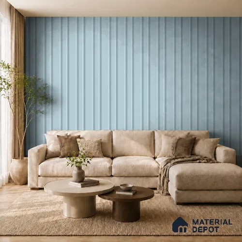 Sky Blue 10 ft x 0.89 ft (3060x270 mm) Wave Pastel Design Interior & Exterior Wall & Ceiling Panel - 16 mm | Suitable for Balcony, Facade & Open Area | Width is Subjected to 5% Variation