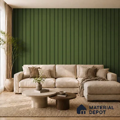 Forest Green 10 ft x 0.89 ft (3060x270 mm) Wave Pastel Design Interior & Exterior Wall & Ceiling Panel - 16 mm | Suitable for Balcony, Facade & Open Area | Width is Subjected to 5% Variation
