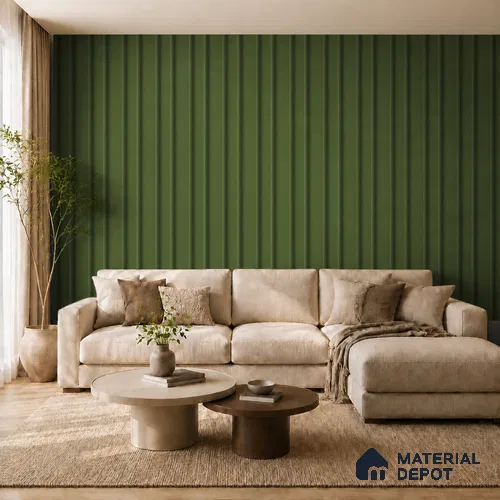Forest Green 10 ft x 0.89 ft (3060x270 mm) Wave Pastel Design Interior & Exterior Wall & Ceiling Panel - 16 mm | Suitable for Balcony, Facade & Open Area | Width is Subjected to 5% Variation