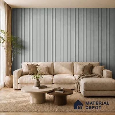 Light Grey 10 ft x 0.89 ft (3060x270 mm) Wave Pastel Design Interior & Exterior Wall & Ceiling Panel - 16 mm | Suitable for Balcony, Facade & Open Area | Width is Subjected to 5% Variation