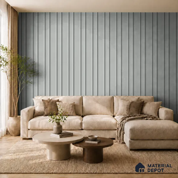 Light Grey 10 ft x 0.89 ft (3060x270 mm) Wave Pastel Design Interior & Exterior Wall & Ceiling Panel - 16 mm | Suitable for Balcony, Facade & Open Area | Width is Subjected to 5% Variation