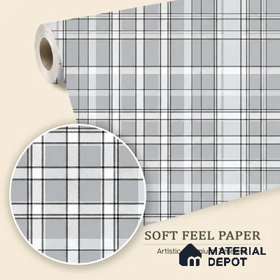 Black and White Checks Wallpaper 10 Meter x 19.68 Inches Soft Feel Paper Type Wallpaper -54 Sq. Ft. | Minimum 15% wastage during installation