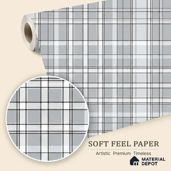 Black and White Checks Wallpaper 10 Meter x 19.68 Inches Soft Feel Paper Type Wallpaper -54 Sq. Ft. | Minimum 15% wastage during installation